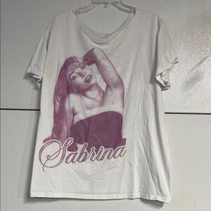 SABRINA CARPENTER WHITE T SHIRT 2XL CUT OUT